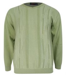 Sweter Męski, Jasny Zielony w Serek -KINGS- Dekolt V-Neck, Tłoczony Wzór, Klasyczny. Zielone swetry męskie Kings, m, bez wzorów, z bawełny, biznesowe, bez kołnierzyka, bez ramiączek. Za 99.00 zł.