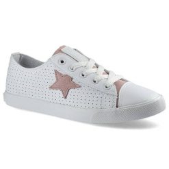 Białe Trampki Big Star Damskie Stylowe Obuwie. Białe trampki i tenisówki damskie BIG STAR, z aplikacjami, ze skóry ekologicznej, bez zapięcia. Za 95.00 zł.