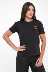 T-shirt damski z broszką TWINSET. T-shirty damskie Twinset Milano, xs, bez wzorów, bez kołnierzyka, bez ramiączek. Za 449.00 zł.