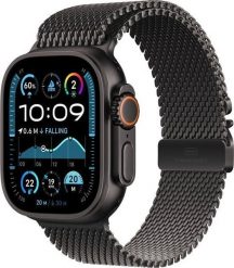 Smartwatch Apple Watch Ultra 2 GPS + Cellular 49mm Black Titanium Case Milanese Loop Czarny (MX5U3RB/A). Czarne zegarki smartwatch Apple, bez wzorów. Za 3,007.40 zł.
