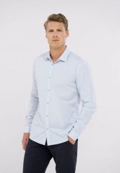 Koszula z wzorem, Slim Fit, K-NILTON. Niebieskie koszule męskie Volcano, l, bez wzorów, z bawełny, klasyczne, bez kołnierzyka, bez ramiączek. Za 139.99 zł.