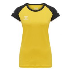Koszulka damska Hummel hmlhmlCORE volley stretch. Żółte bluzki damskie Hummel, xs, bez wzorów, sportowe, bez kołnierzyka, bez ramiączek. Za 185.50 zł.