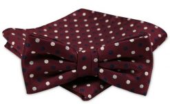 Modna Mucha Męska - Alties - Bordowa, Grochy. Czerwone krawaty i muchy Alties, bez wzorów, eleganckie. Za 54.00 zł.