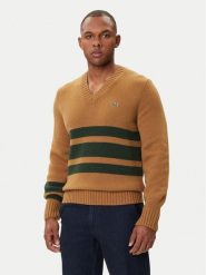 Lacoste Sweter AH5180 Brązowy Regular Fit. Brązowe swetry męskie Lacoste, m, bez wzorów, z wełny, bez kołnierzyka, bez ramiączek. Za 739.99 zł.
