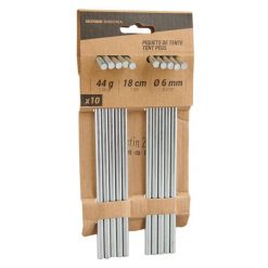 Szpilki namiotowe: stal 18 cm (x10). Szare szpilki damskie QUECHUA, bez wzorów, bez obcasa, na szpilce, bez zapięcia. Za 24.99 zł.