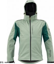 CERVA DAYBORO softshell - męska kurtka softshellowa, odpinany kaptur, odblaskowe elementy, 100% poliester - szarozielony 4XL. Szare kurtki męskie CERVA, m, bez wzorów, z poliesteru, bez kaptura. Za 232.39 zł.