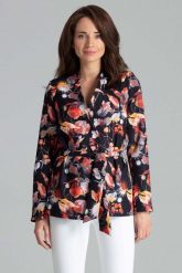 Stylowy Żakiet bez Zapięcia z Wiązanym Paskiem Wzór 109. Brązowe marynarki i żakiety damskie Katrus, bez wzorów, z materiału, eleganckie, bez kołnierzyka, bez ramiączek. Za 299.00 zł.