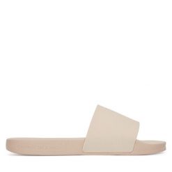 Klapki Calvin Klein Jeans. Czerwone klapki damskie Calvin Klein Jeans, bez wzorów, z jeansu, bez obcasa, bez zapięcia. Za 119.99 zł.