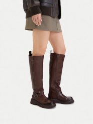 G-Star Raw Kozaki EO-GLCI-GLC8137 Brązowy. Brązowe kozaki damskie G-Star, bez wzorów, ze skóry, bez obcasa, na płaskiej podeszwie, bez zapięcia. Za 799.99 zł.