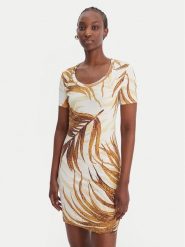 Just Cavalli Sukienka codzienna 80PAOE02 CJ112 Biały Slim Fit. Białe sukienki damskie Just Cavalli, na co dzień, xs, bez wzorów, z bawełny, bez kołnierzyka, bez ramiączek, proste. Za 740.99 zł.