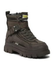 Buffalo Botki Aspha Com1 Laceup Mi BN1622160 Khaki. Brązowe botki damskie Buffalo, bez wzorów, ze skóry, bez obcasa, na płaskiej podeszwie, bez zapięcia. Za 559.99 zł.
