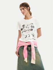 Desigual T-Shirt Core Mickey 26SWTK42 Biały Regular Fit. Białe t-shirty damskie Desigual, xs, bez wzorów, z bawełny, bez kołnierzyka, bez ramiączek. Za 329.99 zł.
