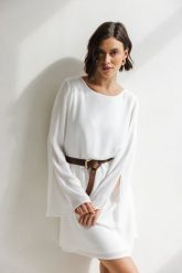 SUKIENKA CARRIE ECRU M - Flawless. Sukienki damskie Flawless, na imprezę, l, bez wzorów, z wiskozy, eleganckie, bez kołnierzyka, bez ramiączek. Za 398.40 zł.