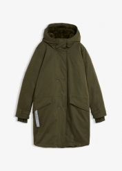 Hydrofobowy płaszcz funkcyjny. Czarne płaszcze damskie bonprix, bez wzorów, bez kołnierzyka, bez kaptura. Za 249.99 zł.