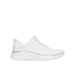 Buty sportowe damskie Skechers Bobs Squad Chaos SLIP-INS. Białe obuwie sportowe damskie Skechers, bez wzorów, bez zapięcia. Za 302.99 zł.