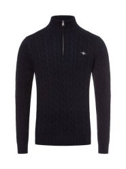 Gant sweter z dzianiny Mężczyźni Bawełna niebieski, L. Niebieskie swetry męskie GANT, l, bez wzorów, z bawełny, eleganckie, bez kołnierzyka, bez ramiączek. Za 749.95 zł.