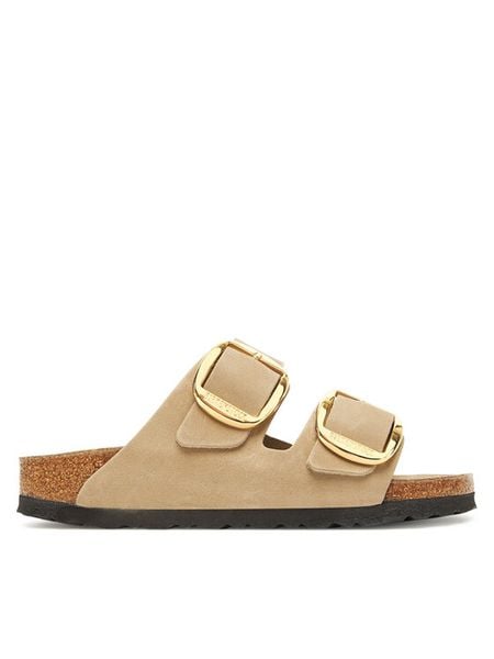 Birkenstock Klapki Arizona Big Buckle Hex 1030395 Brązowy. Brązowe klapki damskie Birkenstock, bez wzorów, ze skóry, bez obcasa, bez zapięcia. Za 679.99 zł.