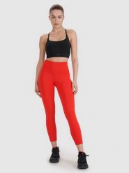 4F Legginsy treningowe 7/8 z wysokim stanem damskie - czerwone L. Czerwone legginsy damskie 4F, l, bez wzorów, z dzianiny, z podwyższonym stanem, na fitness i siłownię. W wyprzedaży za 99.99 zł.