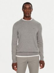 Tommy Hilfiger Sweter MW0MW14748 Szary Regular Fit. Szare swetry męskie Tommy Hilfiger, l, bez wzorów, z bawełny, bez kołnierzyka, bez ramiączek. Za 379.99 zł.