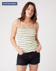 DAMSKI TOP WRANGLER SPAGHETTI STRAP WAX YELLOW W7R8DGX9B 112132108. Żółte topy damskie Wrangler, s, bez wzorów, bez kołnierzyka, bez ramiączek. Za 69.99 zł.