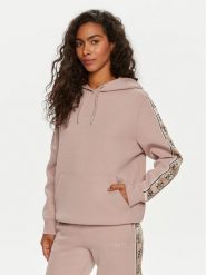 Guess Bluza Carla V4YQ11 KB3P2 Beżowy Regular Fit. Brązowe bluzy damskie Guess, xs, z aplikacjami, z syntetyku, bez ramiączek, bez kaptura. Za 279.99 zł.