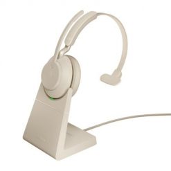 Słuchawki nauszne bezprzewodowe Jabra Evolve2 65 UC Mono Link380a, beige + stand. Brązowe słuchawki nauszne JABRA. Za 781.99 zł.