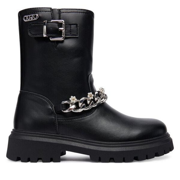 Botki Liu Jo. Czarne botki damskie Liu Jo, bez wzorów, bez obcasa, na płaskiej podeszwie, bez zapięcia. Za 449.99 zł.