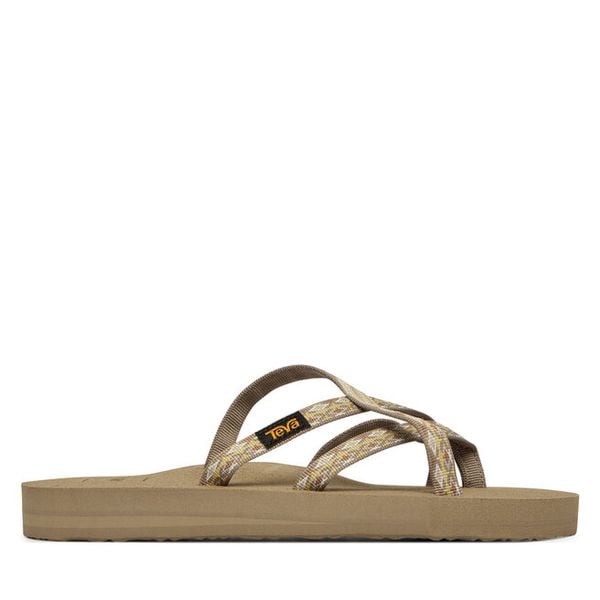 Klapki Teva. Brązowe klapki damskie Teva, bez wzorów, bez obcasa, bez zapięcia. Za 136.99 zł.