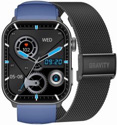 Smartwatch Gravity GT28-3 Granatowo-Czarny. Czarne zegarki smartwatch Gravity, bez wzorów. Za 132.82 zł.
