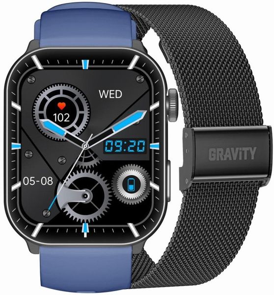 Smartwatch Gravity GT28-3 Granatowo-Czarny. Czarne zegarki smartwatch Gravity, bez wzorów. Za 132.82 zł.