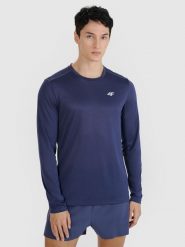 4F Longsleeve do biegania szybkoschnący męski - szary XL. Szare koszulki sportowe męskie 4F, m, bez wzorów, z dzianiny, bez ramiączek, do biegania. W wyprzedaży za 79.99 zł.