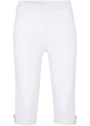 Legginsy rybaczki z bawełny organicznej. Białe legginsy damskie bonprix, bez wzorów, z bawełny. Za 62.99 zł.