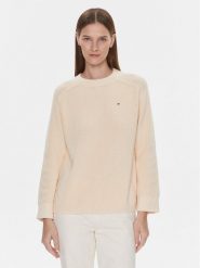 Tommy Hilfiger Sweter WW0WW40751 Beżowy Regular Fit. Brązowe swetry nierozpinane damskie Tommy Hilfiger, m, bez wzorów, z bawełny, bez kołnierzyka, bez ramiączek. Za 359.99 zł.