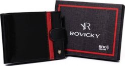 Rovicky Skórzany portfel męski z ozdobnym paskiem Rovicky. Portfele męskie ROVICKY, bez wzorów. Za 121.80 zł.