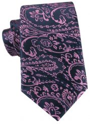 Granatowy Krawat, Jasnofioletowy Wzór Paisley - Alties. Niebieskie krawaty i muchy Alties, bez wzorów, z tkaniny, eleganckie. Za 55.00 zł.
