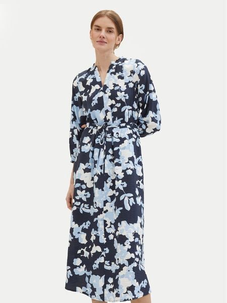 Tom Tailor Sukienka koszulowa 1040361 Niebieski Regular Fit. Niebieskie sukienki damskie Tom Tailor, bez wzorów, z wiskozy, bez kołnierzyka, bez ramiączek, koszulowe. Za 209.99 zł.