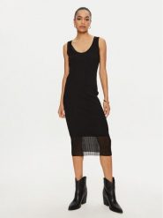 PINKO Sukienka koktajlowa 103540 A1ND Czarny Slim Fit. Czarne sukienki damskie Pinko, l, bez wzorów, z bawełny, wizytowe, bez kołnierzyka, bez ramiączek. Za 1,139.00 zł.
