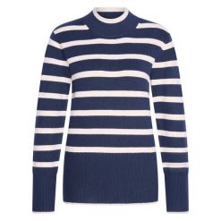 Sweter damski HV Society Gabriella. Niebieskie swetry nierozpinane damskie HV SOCIETY, bez wzorów, z dzianiny, eleganckie, bez kołnierzyka, bez ramiączek. Za 416.50 zł.