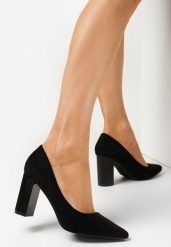 Czarne Czółenka na Wysokim Słupku ze Skórzaną Wkładką Nisho. Czarne czółenka damskie Born2be, bez wzorów, eleganckie, ze szpiczastym noskiem, bez obcasa, na słupku, bez zapięcia. Za 99.99 zł.