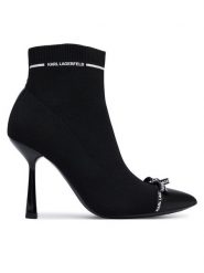 KARL LAGERFELD Botki Pandara KL31341 Czarny. Czarne botki damskie KARL LAGERFELD, bez wzorów, z materiału, bez obcasa, na szpilce, bez zapięcia. Za 834.99 zł.