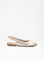 Baleriny Jana z odkrytymi piętami, w wygodnej tęgości. Czarne balerinki damskie bonprix, bez wzorów, eleganckie, bez obcasa, bez zapięcia. Za 119.99 zł.
