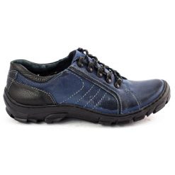 KOMODO Buty męskie trekkingowe skóra 904 granatowe niebieskie. Niebieskie trekkingi męskie na jesień, z jeansu, bez zapięcia. Za 367.89 zł.