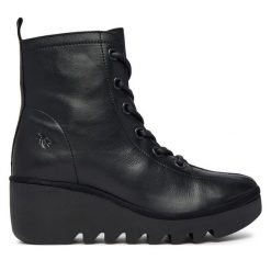 Botki Fly London. Czarne botki damskie Fly London, bez wzorów, bez obcasa, na płaskiej podeszwie, bez zapięcia. Za 879.99 zł.