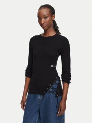 Karl Lagerfeld Jeans Sweter B3W18009 Czarny Slim Fit. Czarne swetry nierozpinane damskie Karl Lagerfeld Jeans, m, bez wzorów, z jeansu, bez kołnierzyka, bez ramiączek. Za 549.99 zł.