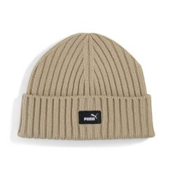 Prążkowana czapka beanie Essentials PUMA. Brązowe czapki damskie Puma, bez wzorów, z dzianiny, eleganckie. Za 79.00 zł.