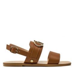 Sandały Liu Jo. Brązowe sandały damskie Liu Jo, bez wzorów, bez obcasa, na płaskiej podeszwie, bez zapięcia. Za 629.99 zł.