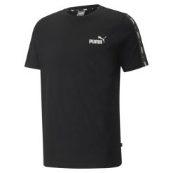 Męska koszulka Essentials+ Tape PUMA Black. Czarne koszulki sportowe męskie Puma, m, bez wzorów, bez ramiączek, na jogę i pilates. Za 153.00 zł.