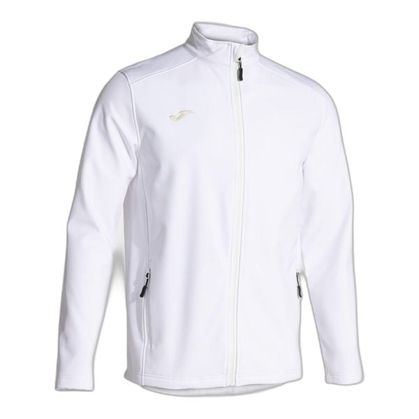 Kurtka wodoodporna Joma Basilea II. Białe kurtki męskie Joma, bez wzorów, z softshellu, sportowe, bez kaptura. W wyprzedaży za 188.80 zł.