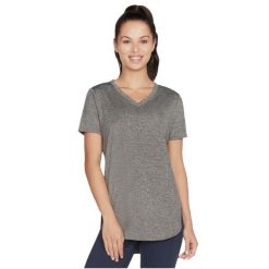 Skechers Diamond Blissful Tunic Tee, damski t-shirt. Czarne t-shirty damskie Skechers, xs, bez wzorów, sportowe, bez kołnierzyka, bez ramiączek. Za 69.99 zł.