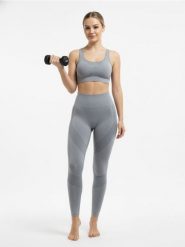 Legginsy z wysokim stanem i kontrastowymi wstawkami - szary. Szare legginsy damskie Sinsay, bez wzorów. Za 39.99 zł.